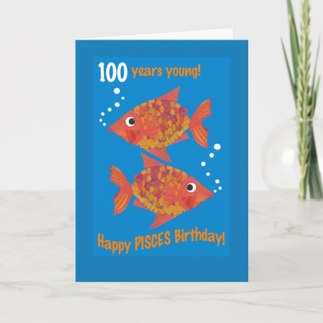 Fun Goldfish Poissons 100e carte d'anniversaire (Devant)
