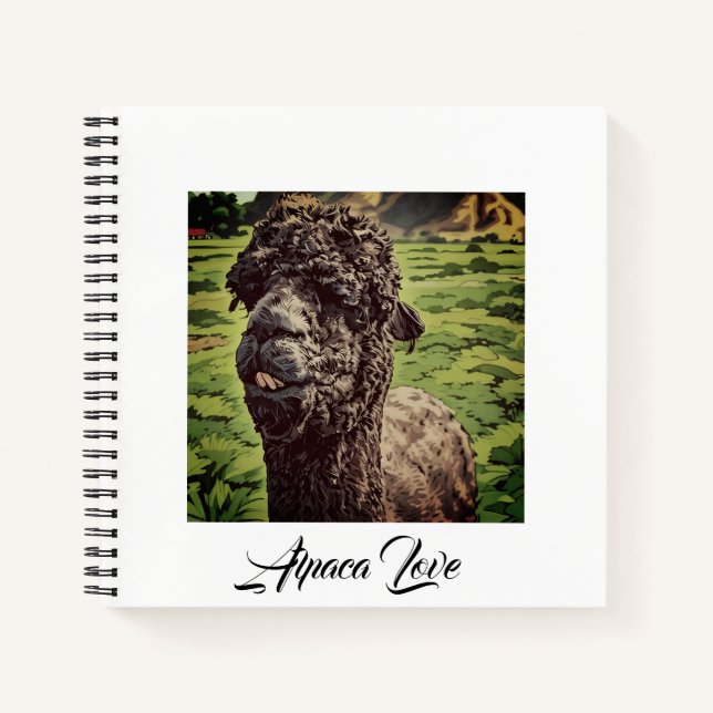 Fun Goofy Black Alpaca ferme animal blanc Journal (Devant)