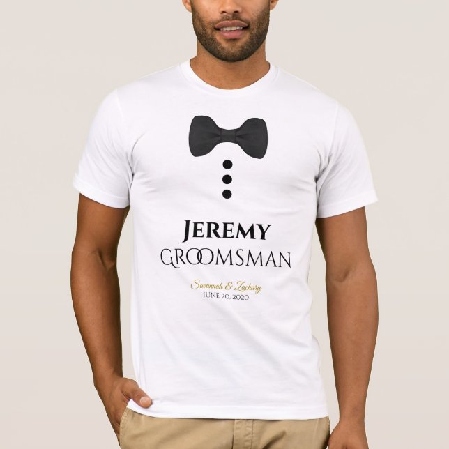 Fun Groomsman Black Cravate Mariage T-shirt (Devant)