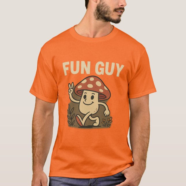 “Fun Guy” Mushroom T-Shirt – Cute Cartoon Pun Tee  (Devant)
