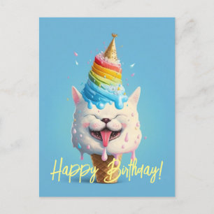 Fun Ice Cream Cat Carte de voeux Anniversaire