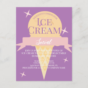  Fun Ice Cream Social Flyer Invitation Violet 