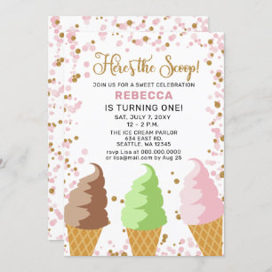 Fun Ice crème party Anniversaire invitation