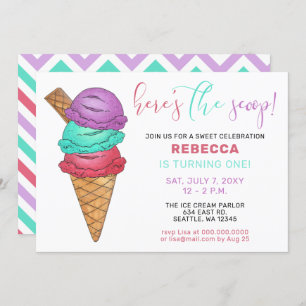 Fun Ice crème party Anniversaire invitation
