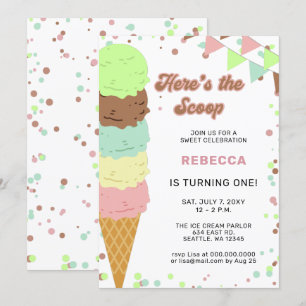 Fun Ice crème party Anniversaire invitation