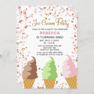 Fun Ice crème party Anniversaire invitation