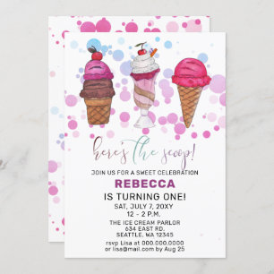 Fun Ice crème party Anniversaire invitation