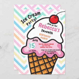 Fun Ice crème party Anniversaire invitation
