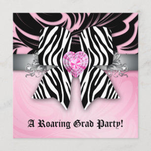 Fun Invitation de la fête de graduation Zebra Bow 