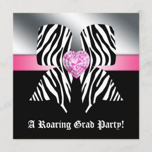 Fun Invitation de la fête de graduation Zebra Bow 