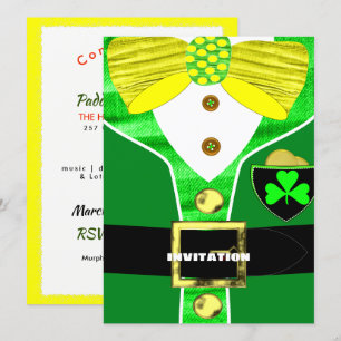 Fun Irish Leprechaun Costume Invitation personnali