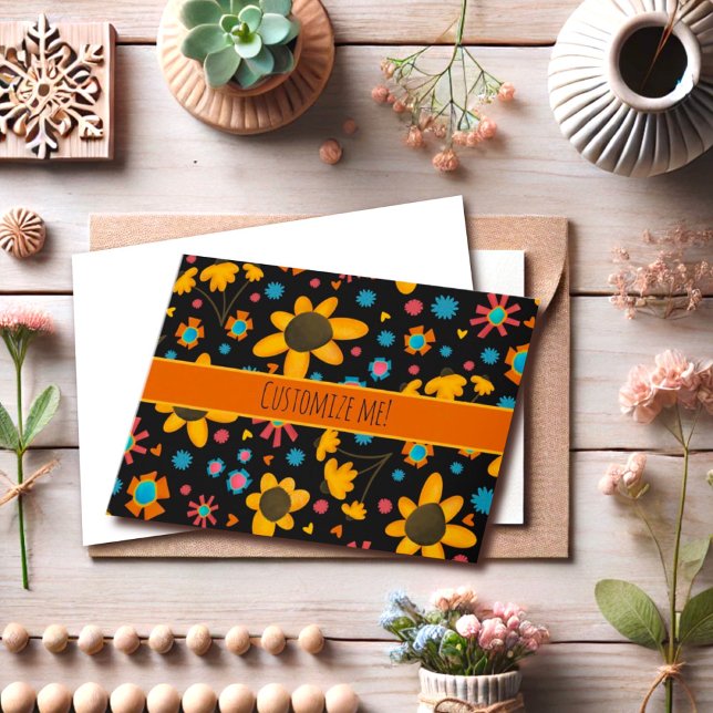 Fun, Jaune Daisy Personnalisé Carte pour notes d'i (Créateur téléchargé)