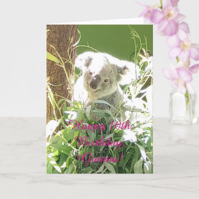 Fun Koala, Joyeux 10e anniversaire, carte (Orchidée)