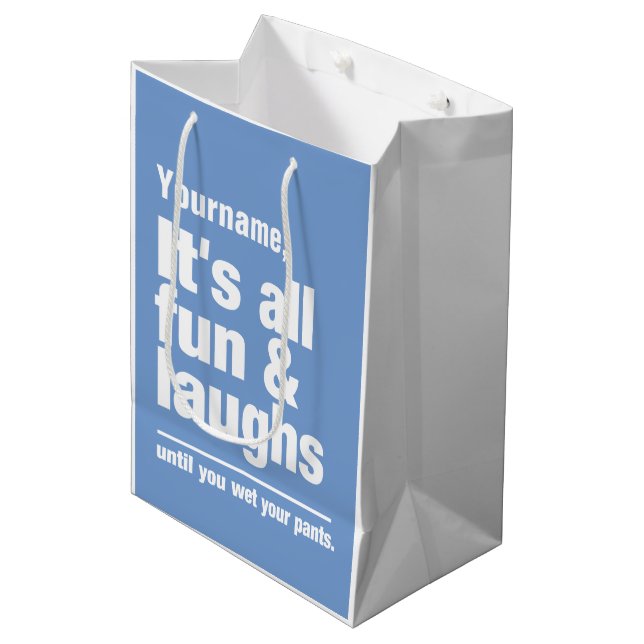FUN & LAUGHS personnalisés couleur & nom sacs cade (Devant Angle)