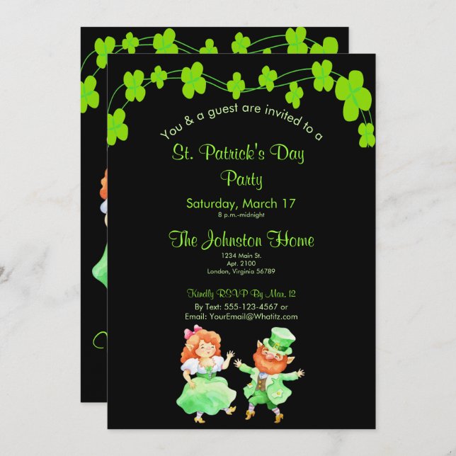 Fun Leprechauns St. Patrick's Day Party Invitation (Devant / Derrière)