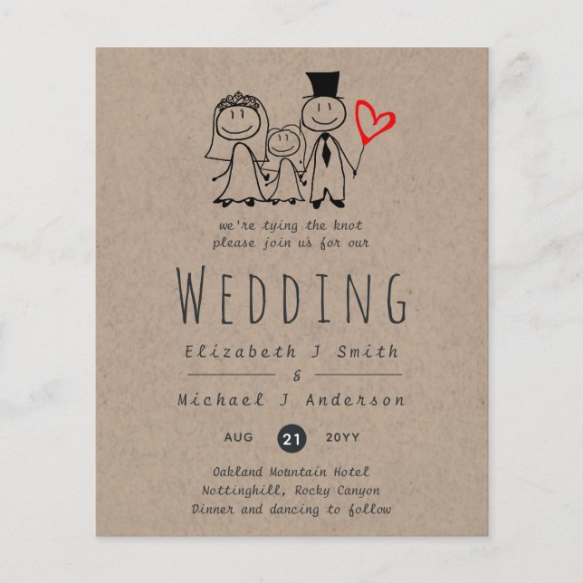 Fun Marié Groom Fille Mariage Invitation Handled (Devant)