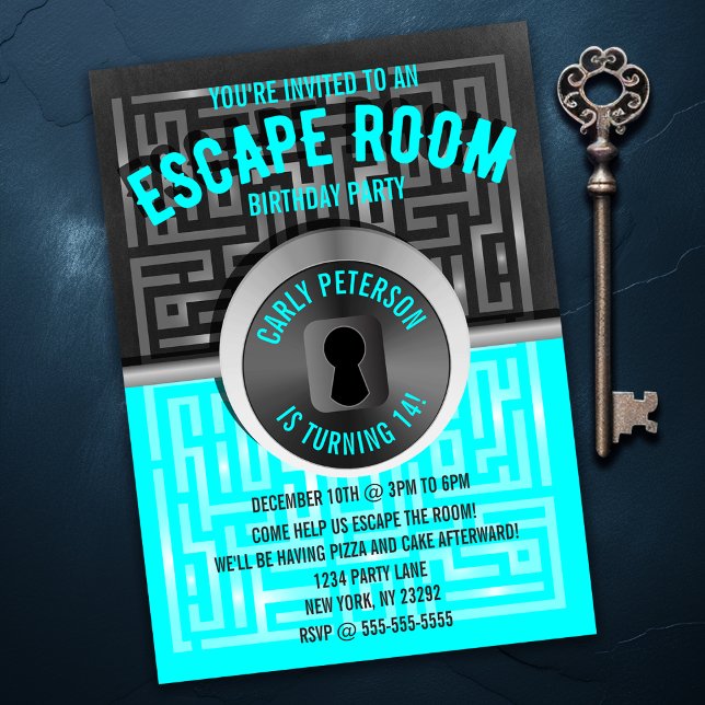 Fun Maze Evasion Salle de fête Invitations (Fun Maze Escape Room Party Invitations
)