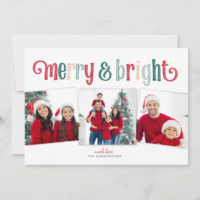 Fun Merry & Bright Red/Green typographie (Devant)