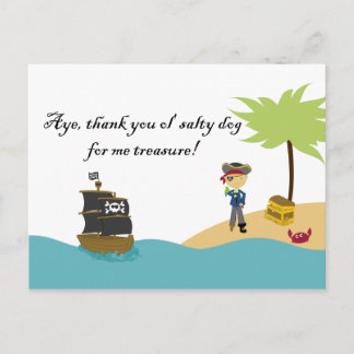 Fun mignon garçon pirate merci carte postale
