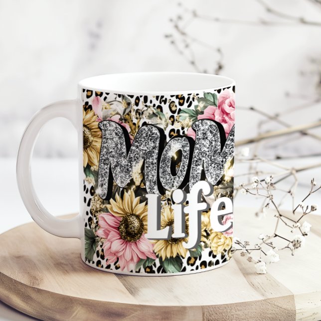 Fun Mom Life Floral Animal Print Coffee Mug (Créateur téléchargé)