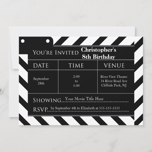 Fun Movie Night Anniversaire Invitations (Devant)