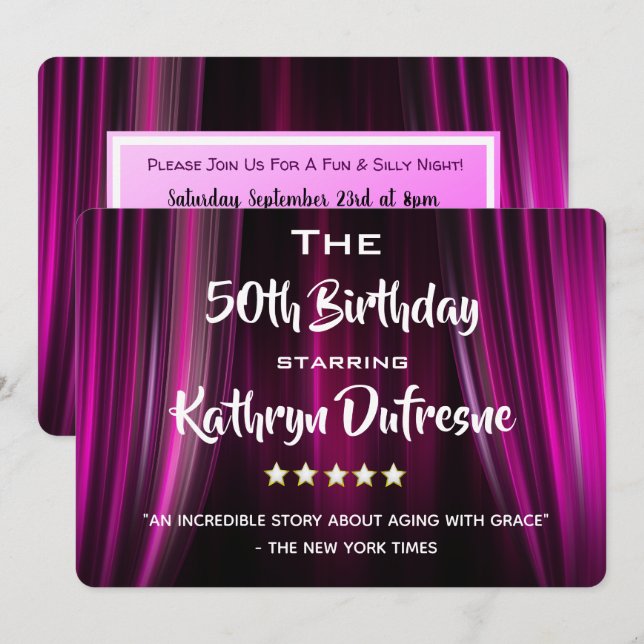 Fun Movie Parodie Anniversaire Fête Invitation (Devant / Derrière)