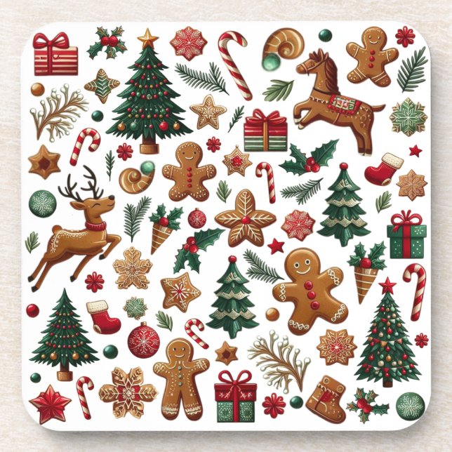 Fun Noël dur Dessous de verre en plastique (Devant)