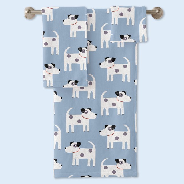 Fun Parson Jack Russell Terrier Chien Bleu (Jack Russell Parson Terrier dog pattern towel set)