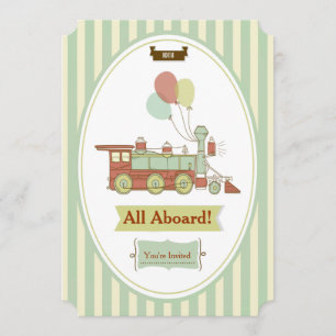Fun Party Train 10th Birthday Invitation