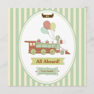 Fun Party Train 10th Birthday Invitation