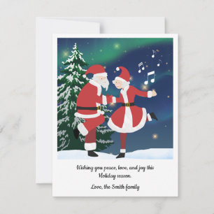 Fun Père Noël et Mme Claus dansent la carte de Noë