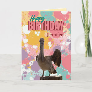 Fun personnalisé, carte d'anniversaire Pélican col