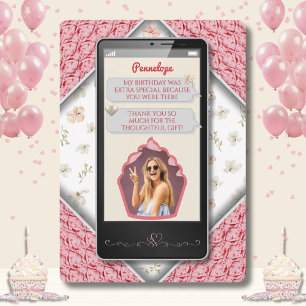 Fun Pink Knished Texte Message Merci Cartes