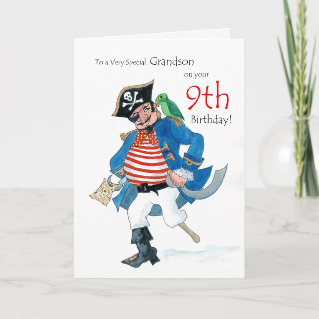Fun Pirate 9e Anniversaire Carte pour Grandson (Devant)