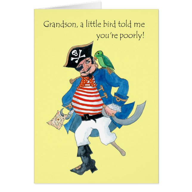 Fun Pirate and Parrot Get Well for Grandson (Devant)