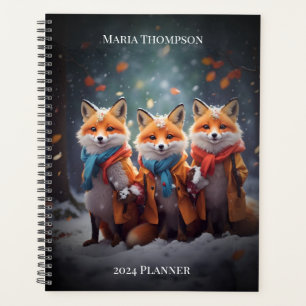 Fun Planner De Texte Personnalisé Fun Foxes Vêtus