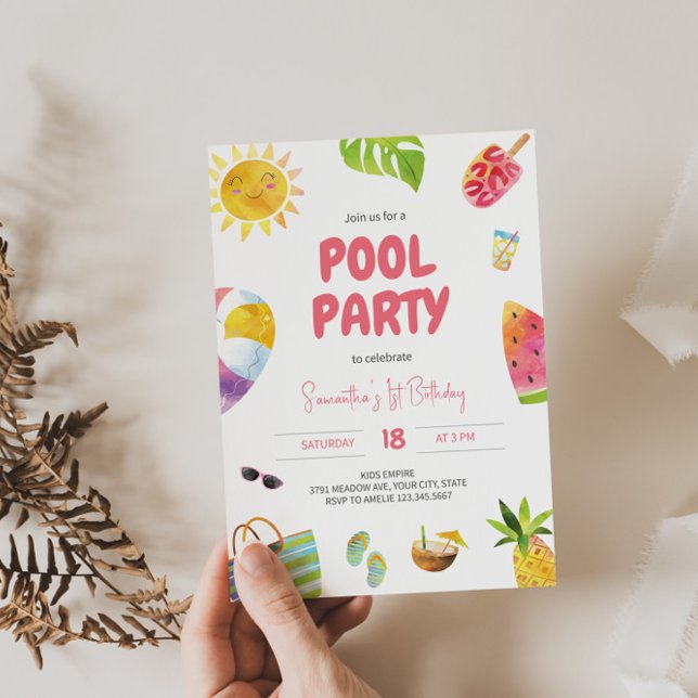 Fun Pool Party Anniversaire Invitation (Créateur téléchargé)