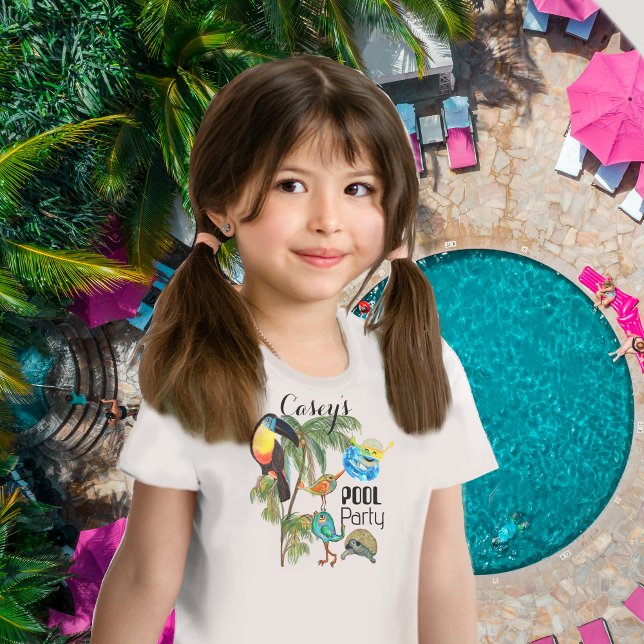 Fun Pool Party Anniversaire T-shirt (Summer Fun Pool Party Birthday T-Shirt)