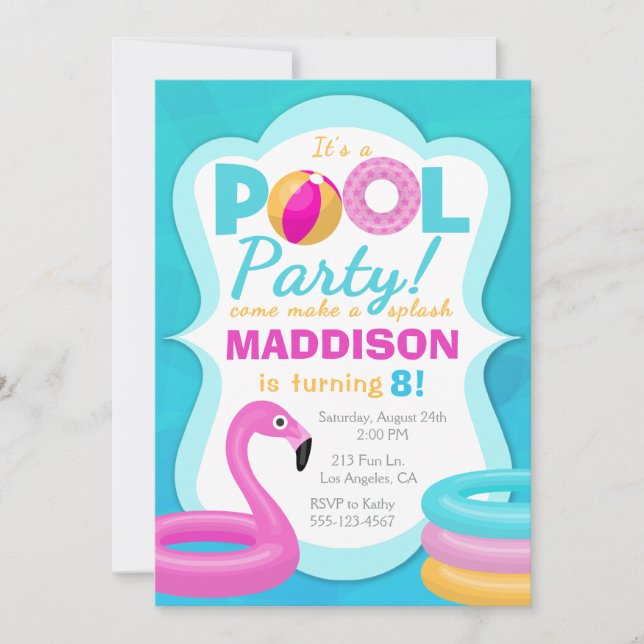 Fun Pool Party Inflatable Anniversaire Invitation (Devant)