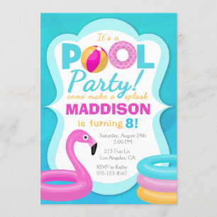 Fun Pool Party Inflatable Anniversaire Invitation