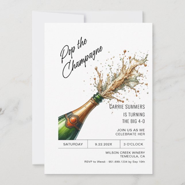 Fun Pop the Cork Party Invitation (Devant)