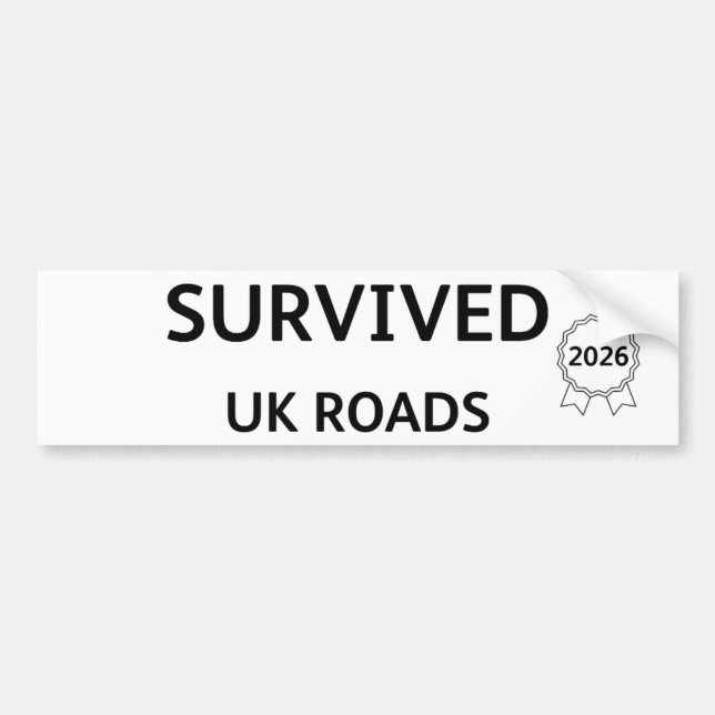 Fun Pothole Bumper Sticker SURVIVED UK ROADS 2026 (Devant)