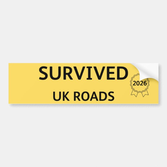Fun Pothole Bumper Sticker SURVIVED UK ROADS 2026 (Devant)