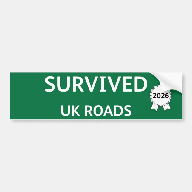 Fun Pothole Bumper Sticker SURVIVED UK ROADS 2026 (Devant)
