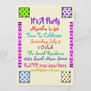 Fun Quilt Invitation à la fête d'anniversaire