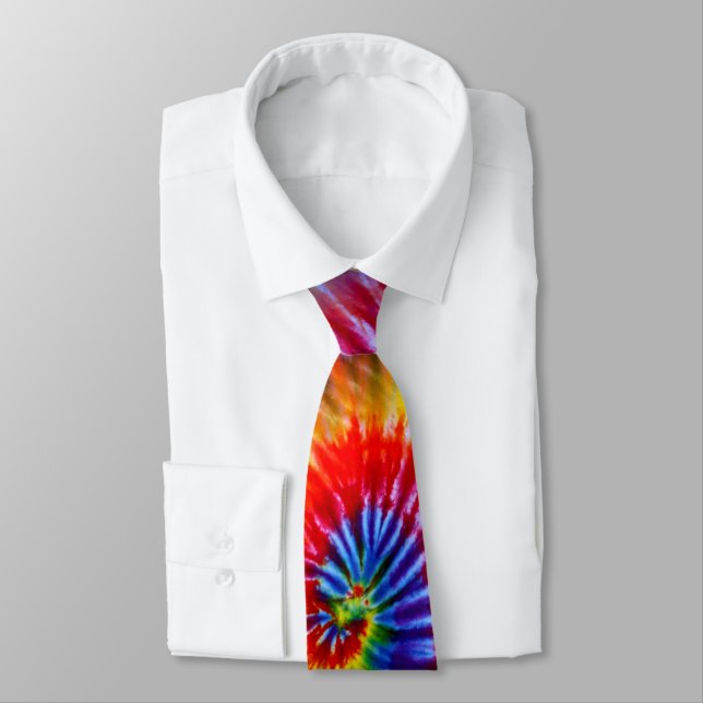 Fun Rainbow Colours Rétro Tie Dye Cravate (Attaché)
