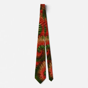 Fun Red Gold et Green Retro Tie Dye Cravate
