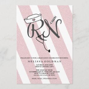 FUN RN graduation invitations blush rose parties s