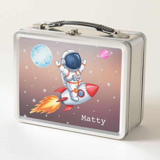 Fun Rocket Spaceman Child's Lunch Box (Devant)