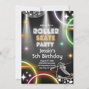 Fun Roller Skate Party Anniversaire Invitation
